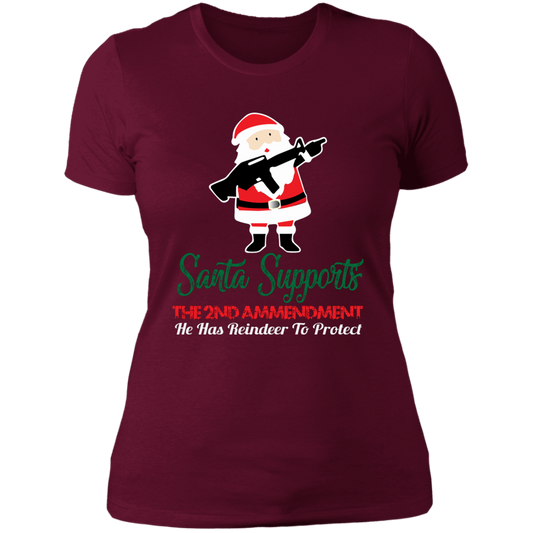 Santa Supports the 2nd Amendment - Ladies' Boyfriend T-Shirt