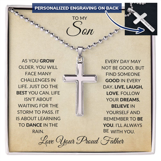 son jewelry, gift for son, gift to son from day, son gift, cross necklace, men's necklace, dad to son