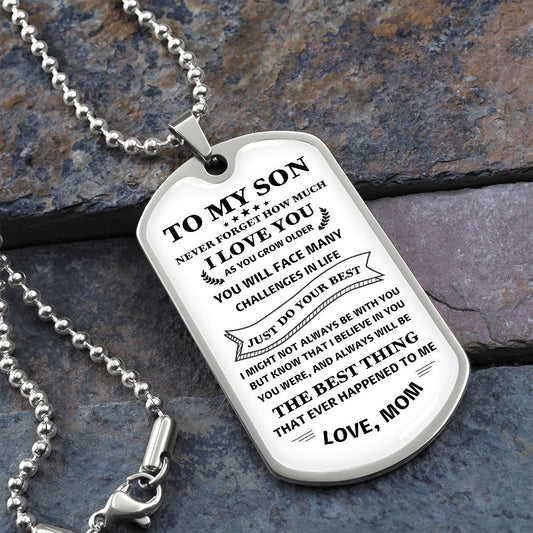 to my son, dog tags, I believe in you, son gift, gift for my son, to son from mom, dog tags ball chain, luxury dog tags