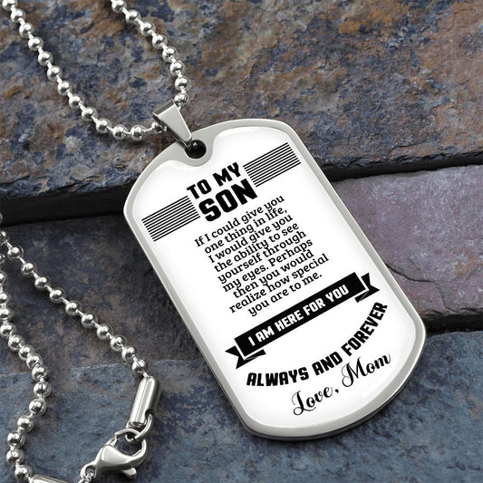 to my son, dog tags, I believe in you, son gift, gift for my son, to son from mom, dog tags ball chain, luxury dog tags