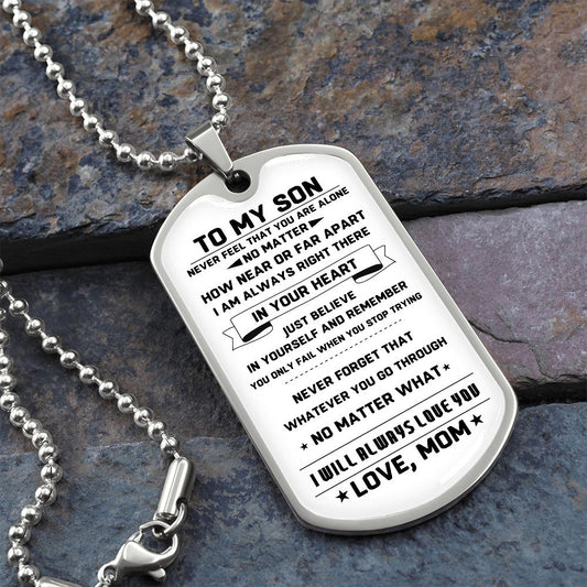 to my son, dog tags, I believe in you, son gift, gift for my son, to son from mom, dog tags ball chain, luxury dog tags