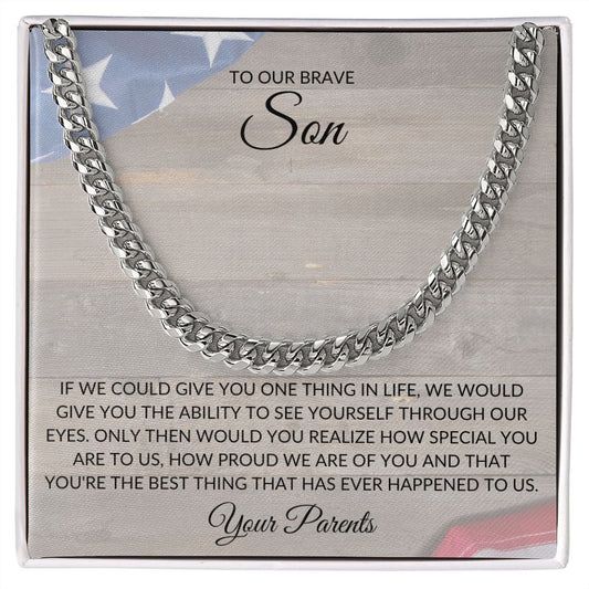 son gifts, son jewelry, gifts for son, brave son, to son from parents, men's jewelry, military son, military gift