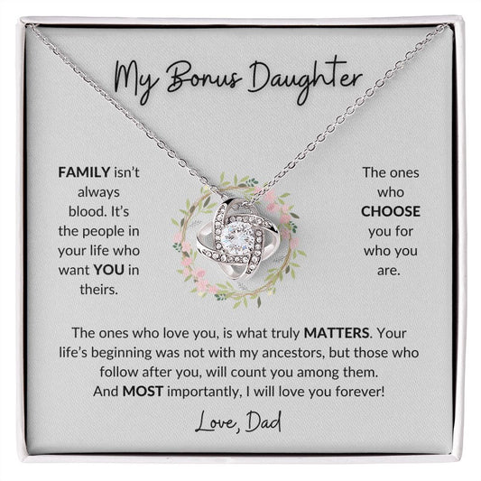 To My Bonus Daughter | Love Dad (Love Knot Necklace)