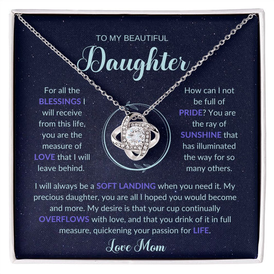 love knot necklace, daughter jewelry, daughter gift, gift for daughter, gift from mom, gift from dad, best daughter gift