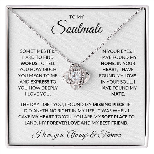 soulmate jewelry, love knot necklace, gift for soulmate, soulmate gift, anniversary gift, partner gift, wife gift, gift for wife, best soulmate gift, best wife gift