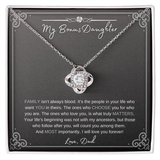 To My Bonus Daughter | Love Dad (Love Knot Necklace)