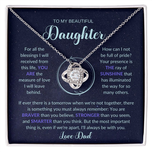 love knot necklace, daughter jewelry, daughter gift, gift for daughter, gift from mom, gift from dad, best daughter gift
