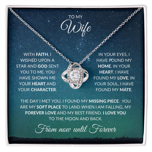 wife jewelry, anniversary jewelry, gift for wife, wife gift, love knot necklace, top wife gift, wish upon a star, by faith