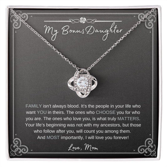 To My Bonus Daughter | Love Mom (Love Knot Necklace)