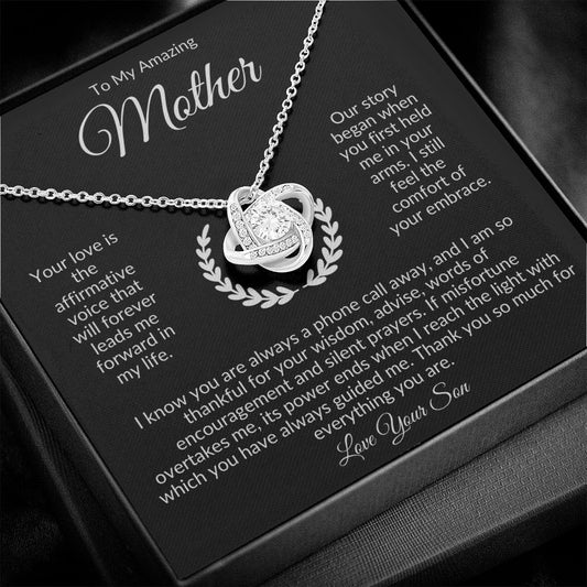 To My Amazing Mother | Love Your Son (Love Knot Necklace)