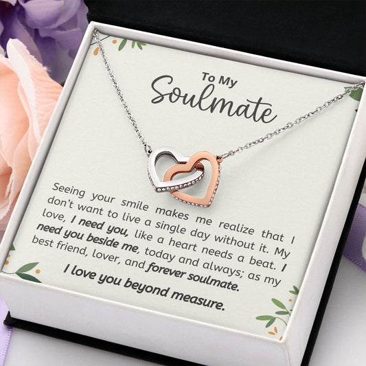 To My Soulmate | I Love You Beyond Measure (Interlocking Hearts Necklace)