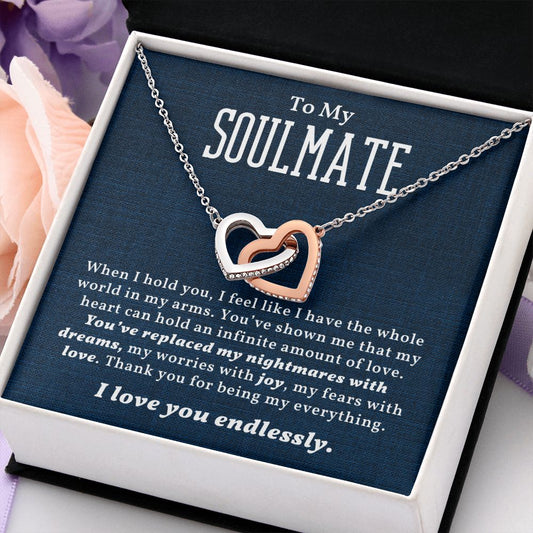 To My Soulmate | I Love You Endlessly (Interlocking Hearts Necklace)