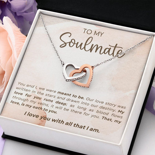 To My Soulmate | I Love You With All That I Am (Interlocking Hearts Necklace)