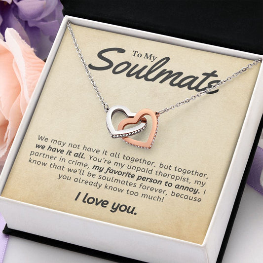 To My Soulmate | I Love You (Interlocking Hearts Necklace)