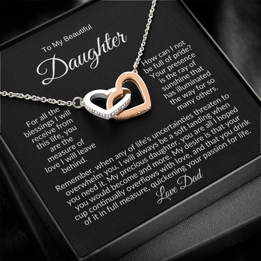 heart necklace, daughter gift, gift for daughter, daughter jewelry, interlocking hearts, graduation gift for daughter, christmas gift for daughter, to my daughter, heart jewelry, love for daughter