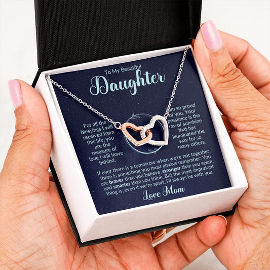 heart necklace, daughter gift, gift for daughter, daughter jewelry, interlocking hearts, graduation gift for daughter, christmas gift for daughter, to my daughter, heart jewelry, love for daughter