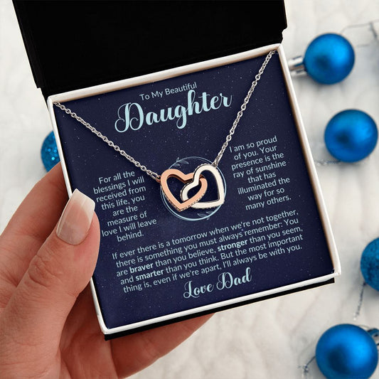 heart necklace, daughter gift, gift for daughter, daughter jewelry, interlocking hearts, graduation gift for daughter, christmas gift for daughter, to my daughter, heart jewelry, love for daughter