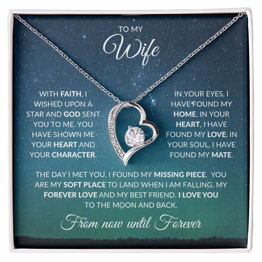 wife jewelry, present for wife, forever love necklace, anniversary gift for wife, heart necklace, valentines gift for wife, wife gift, best wife gift