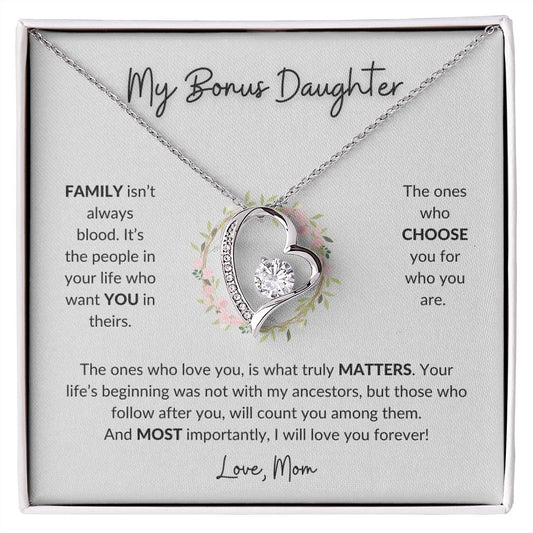 To My Bonus Daughter | Love Mom (Forever Love Necklace)