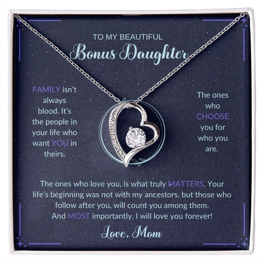 To My Bonus Daughter | Love Mom (Forever Love Necklace)