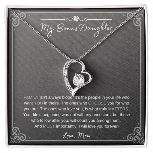 To My Bonus Daughter | Love Mom (Forever Love Necklace)