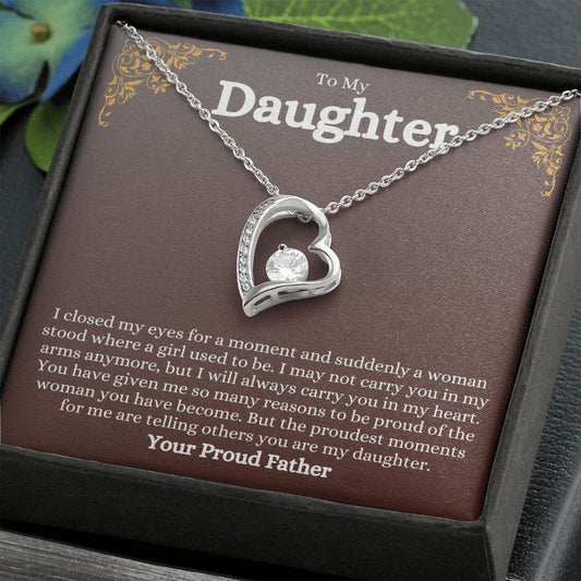 forever love necklace, forever love, love necklace, daughter jewelry, gift for daughter daughter gift, to my daughter, to daughter love mom, to daughter from dad, heart necklace