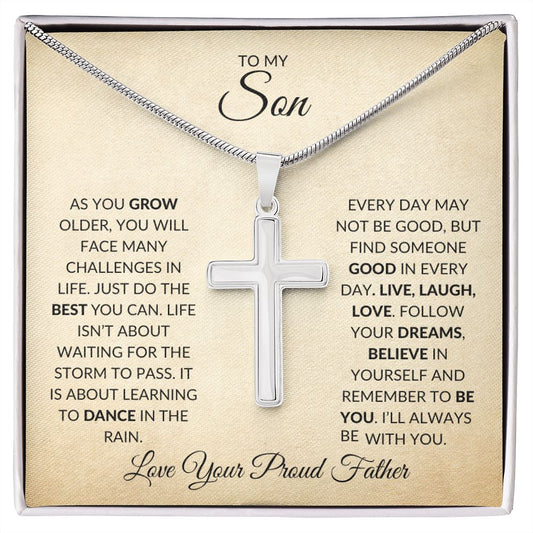 son jewelry, gift for son, gift to son from day, son gift, cross necklace, men's necklace, dad to son